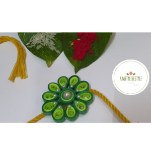 Green Quilled Flower Rakhi