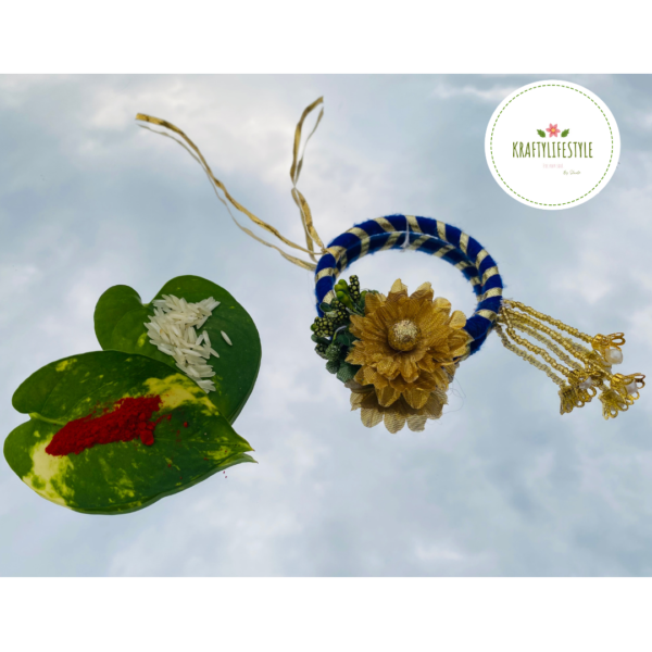 Bangle with Golden Flower Lumba Rakhi - Image 2