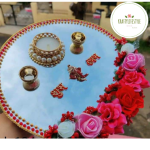 Mirror & Rose Pooja Thali