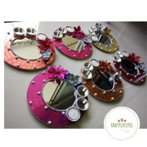 Wooden & Mirror Pooja Thali