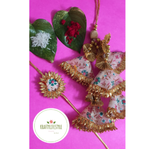 Bhaiya Rakhi & Bhabhi Lumba Rakhi Set (Cloth & Gota)