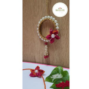 Pearl Bandej Flower Rakhi Set