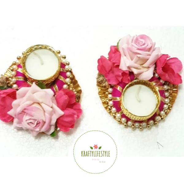 Pink Floral Diya