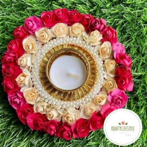 Colourful flower diya