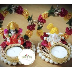 Laxmi ji & Ganesh ji floral Diya set