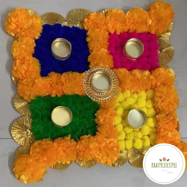 Swastik Rangoli (Tealights)