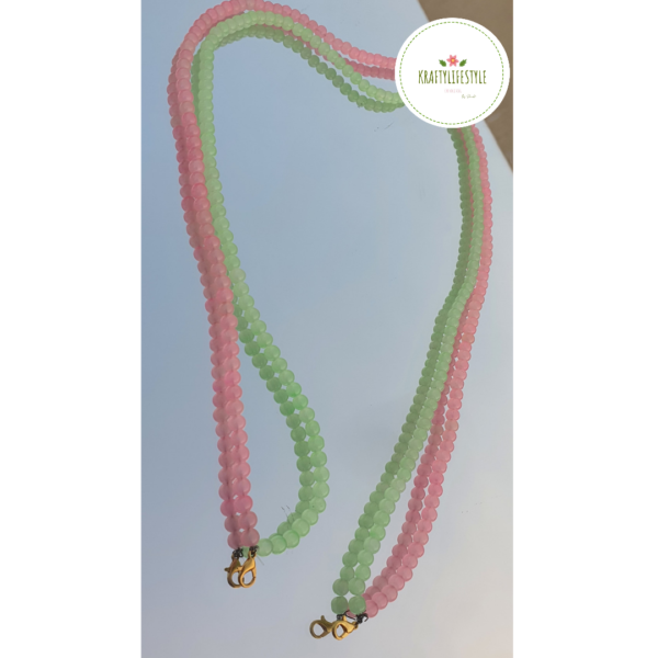 Baby Pink & Green Mask Chain - Image 2