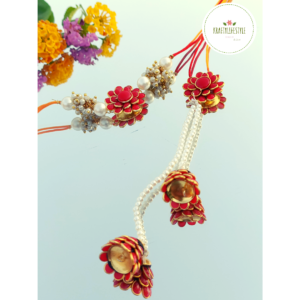 Red Flower Rakhi Set