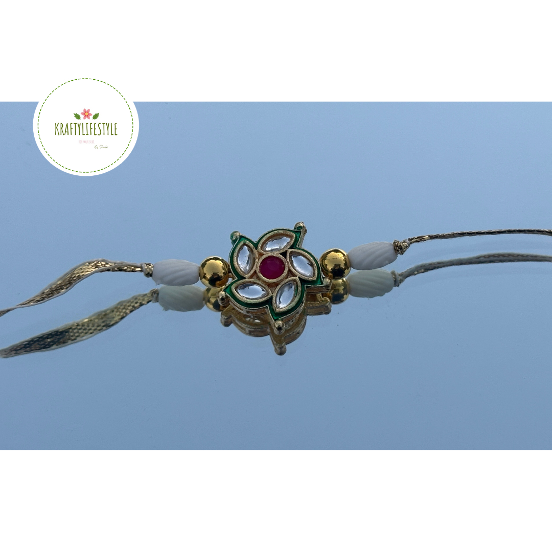 Small Flower Kundan Rakhi