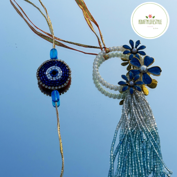 Blue Flower Rakhi Set - Image 2